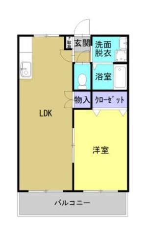 若葉ハイツ(1LDK/1階)の間取り写真