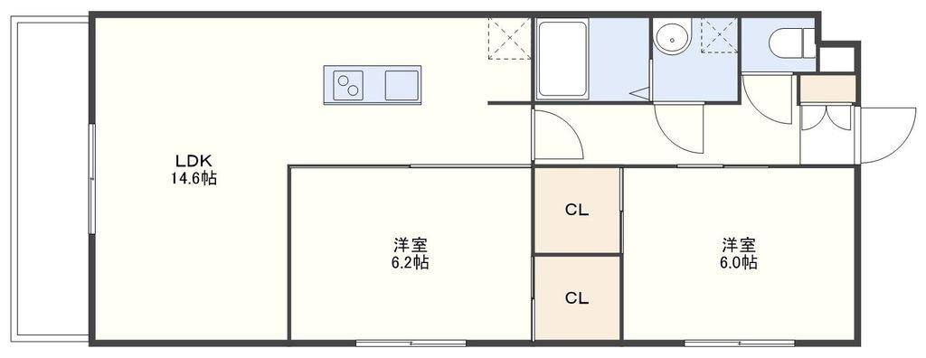 トライアンフ桜馬場 II(2LDK/1階)の間取り写真