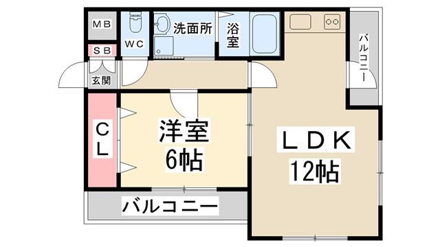 カーサ・デ・フローレス(1LDK/3階)の間取り写真