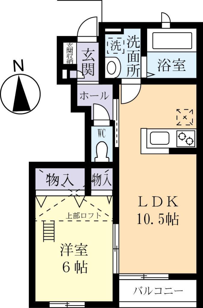 ヴィラージュ・ハル(1LDK/1階)の間取り写真