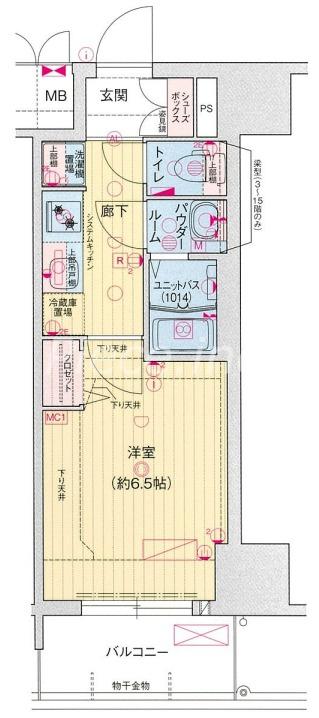 プレサンス桜ノ宮イーサリアル(1K/3階)の間取り写真