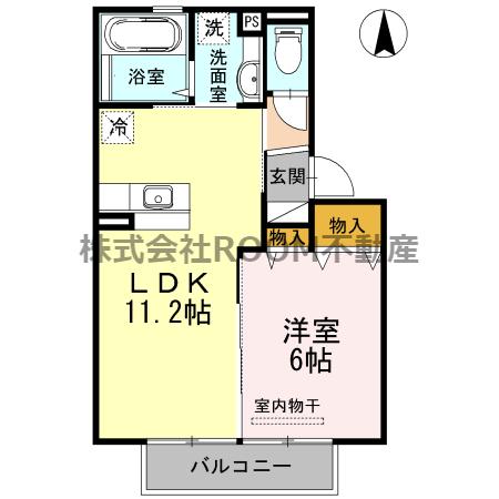 プラウド年見(1LDK/1階)の間取り写真