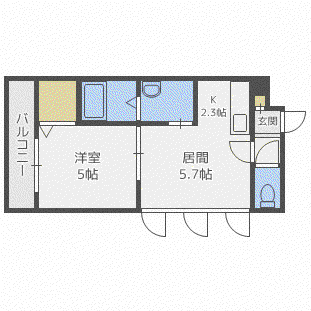 ジェミニ麻生A(1LDK/2階)の間取り写真