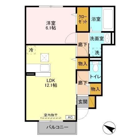 グラマードマレV(1LDK/1階)の間取り写真