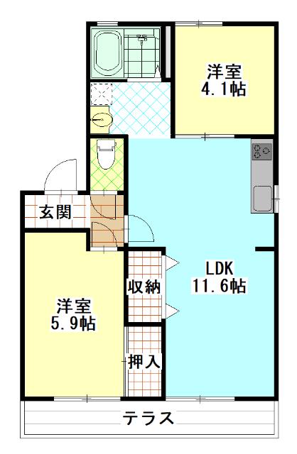 メゾン松下A(2LDK/1階)の間取り写真