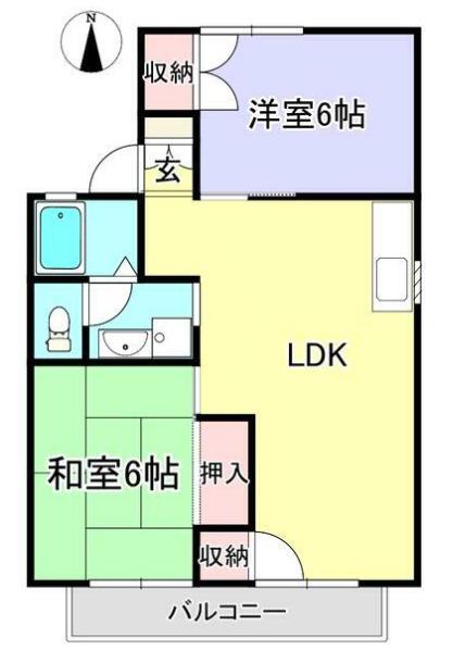 セジュール増尾(2DK/2階)の間取り写真