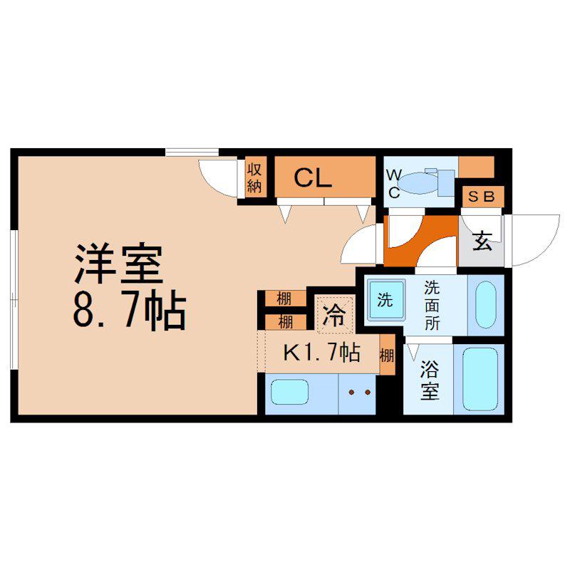 WELL COURT KANDA(1K/2階)の間取り写真