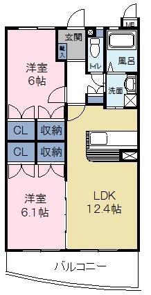 HOMESすばる(2LDK/3階)の間取り写真