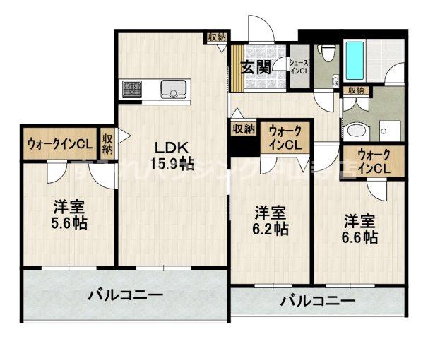 CELFENA 宝塚・川面 HAUTDEGAMME(3LDK/2階)の間取り写真