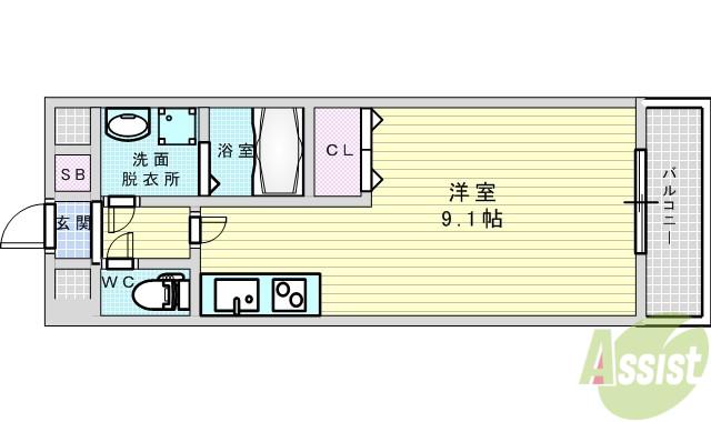 グレンパーク新大阪2(ワンルーム/7階)の間取り写真