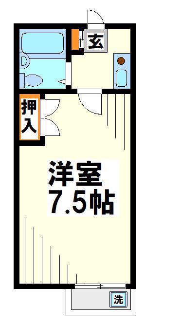 アクアコート調布II(1K/1階)の間取り写真