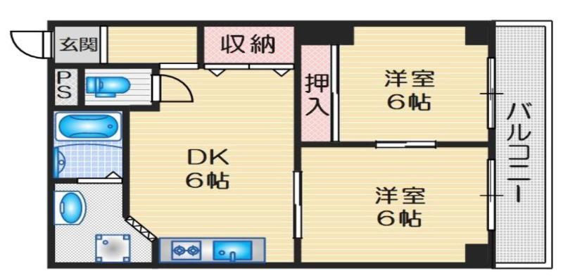 麻田レインボーハイツ(2DK/1階)の間取り写真