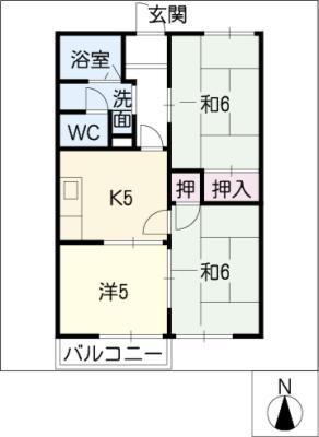 エステート平池A(3K/1階)の間取り写真