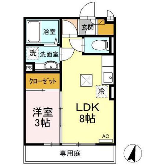 グランドソレーユ(1LDK/1階)の間取り写真