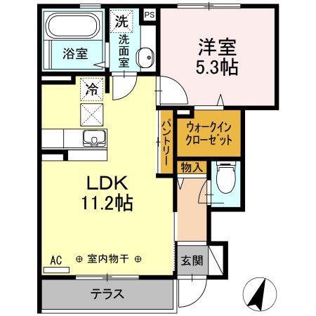アンジュール(1LDK/1階)の間取り写真