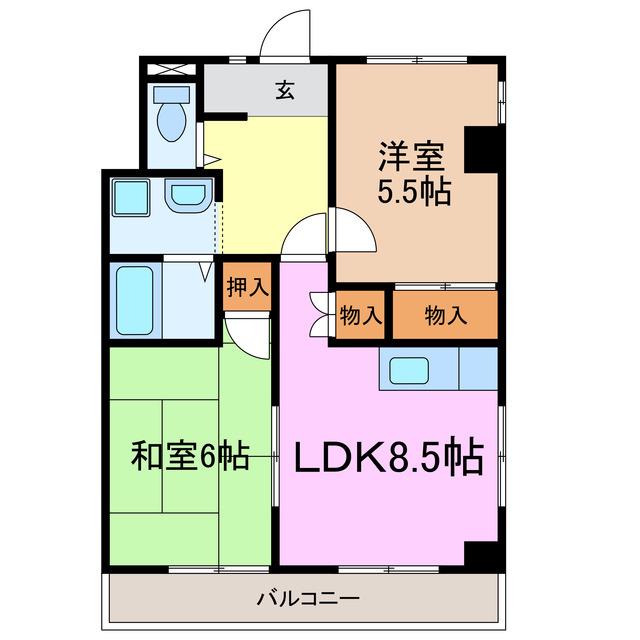 レジデンス蓮池(2DK/4階)の間取り写真