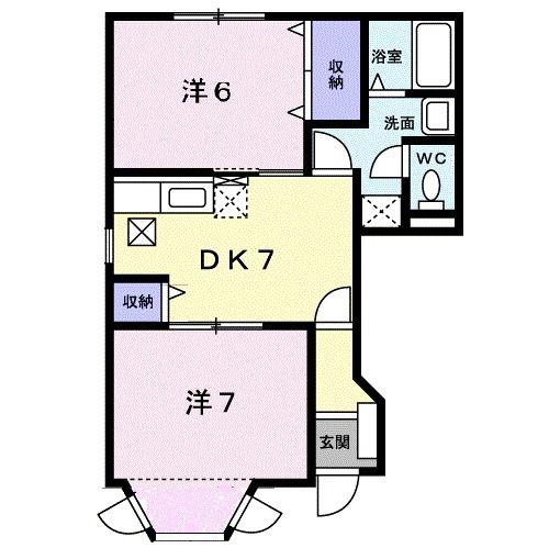 ファインスプリング B(2DK/1階)の間取り写真