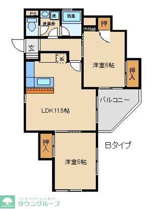 シオン桜木(2LDK/1階)の間取り写真