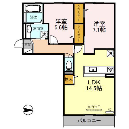 HILLS 花水木(2LDK/2階)の間取り写真