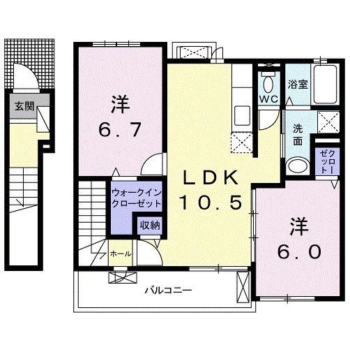 ラ・ルーチェ(2LDK/2階)の間取り写真