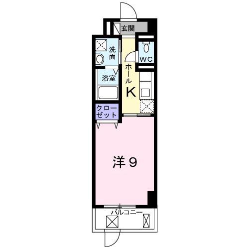 ノーサイド立葉(1K/6階)の間取り写真