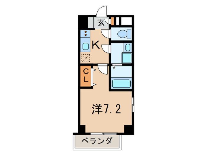 トレフル立花(1K/2階)の間取り写真