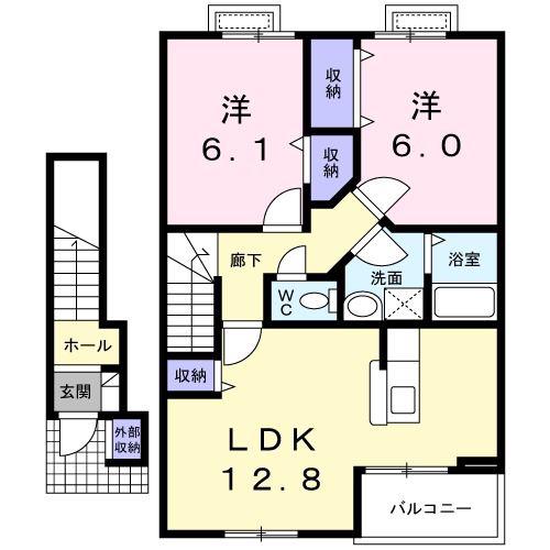 メゾン トゥインクル(2LDK/2階)の間取り写真
