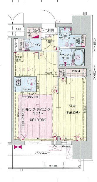 プレサンス栄フレイヤ(1LDK/12階)の間取り写真