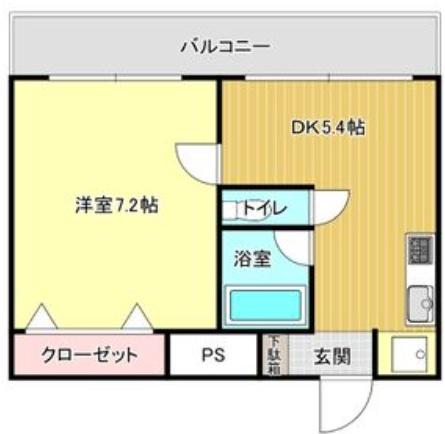 クリアキューブ姫路(1DK/1階)の間取り写真