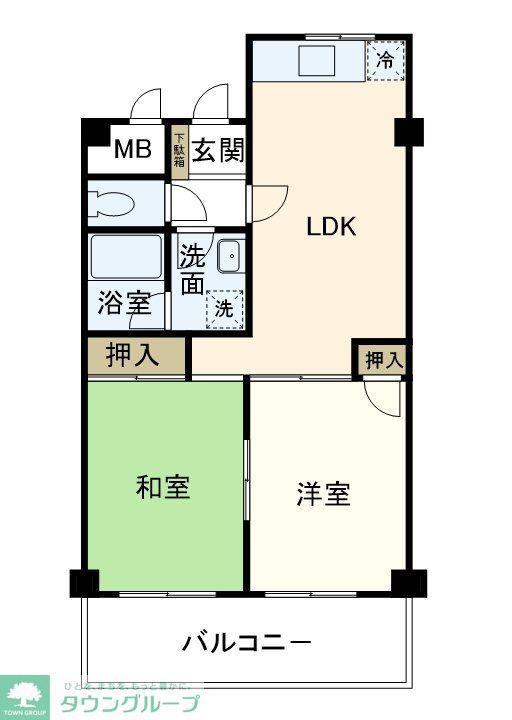名瀬ハイツ(2LDK/2階)の間取り写真