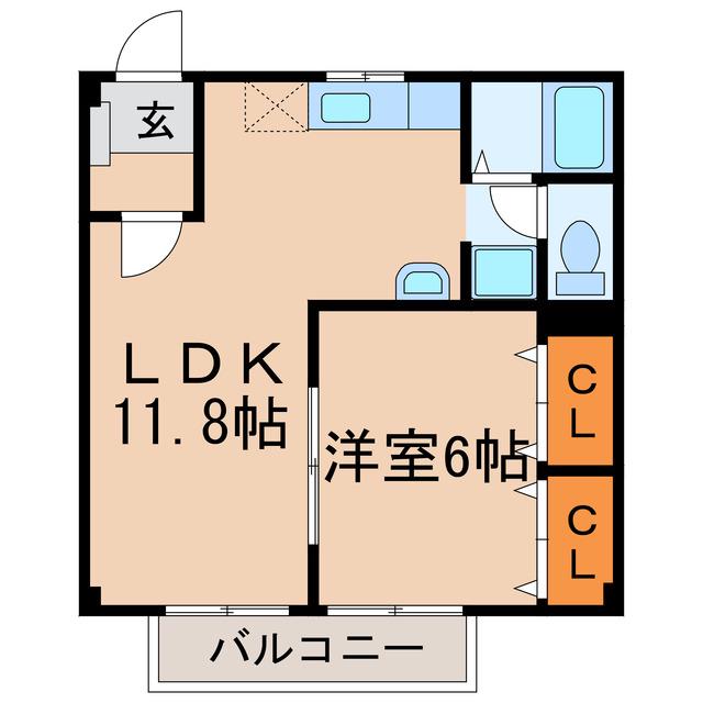 ニューシティ丸山(1LDK/2階)の間取り写真