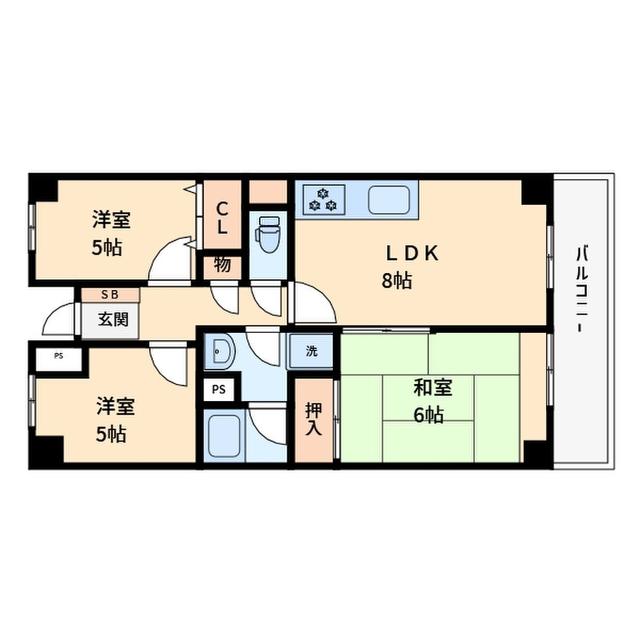 カルム塚口(3LDK/2階)の間取り写真