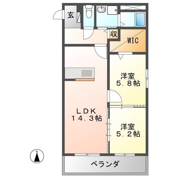 ハートフルマンションI2(2LDK/1階)の間取り写真