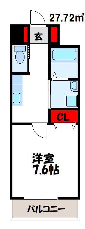 SK千鳥駅前(1K/4階)の間取り写真