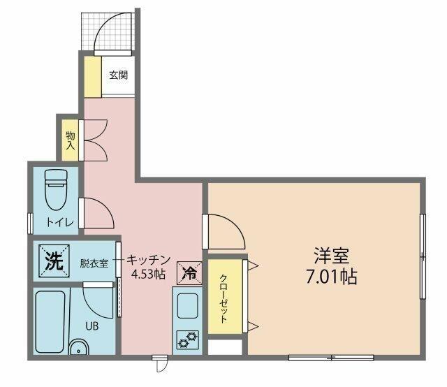 Iコンフォート(1K/1階)の間取り写真