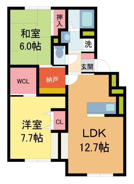 北仁川シティハイツ(2SLDK/1階)の間取り写真