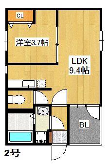 メモリーヒル六本松(1LDK/2階)の間取り写真