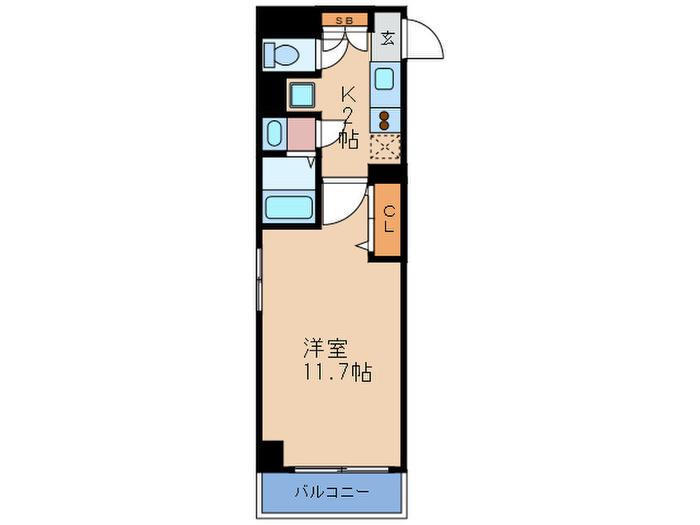 ミモサ中津(1K/2階)の間取り写真
