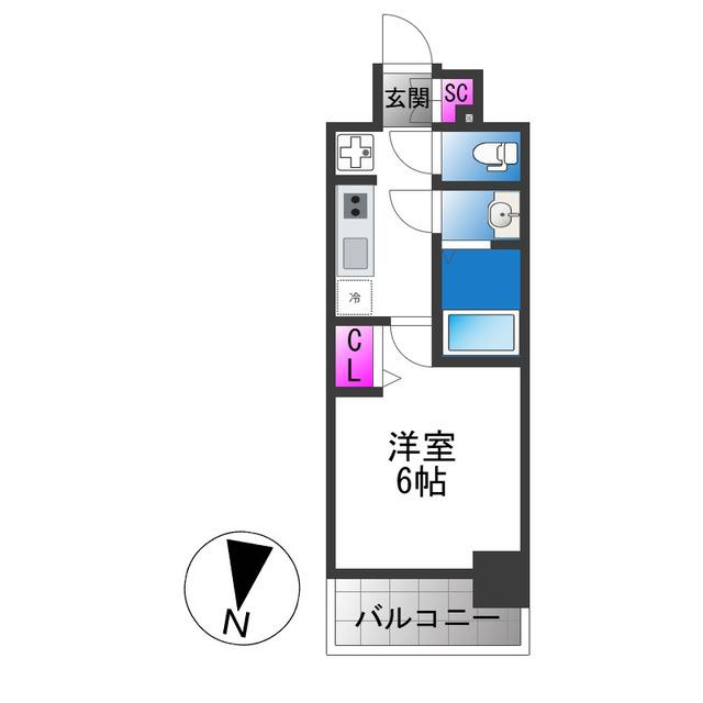 プレリス大阪今里サヴィア(1K/4階)の間取り写真