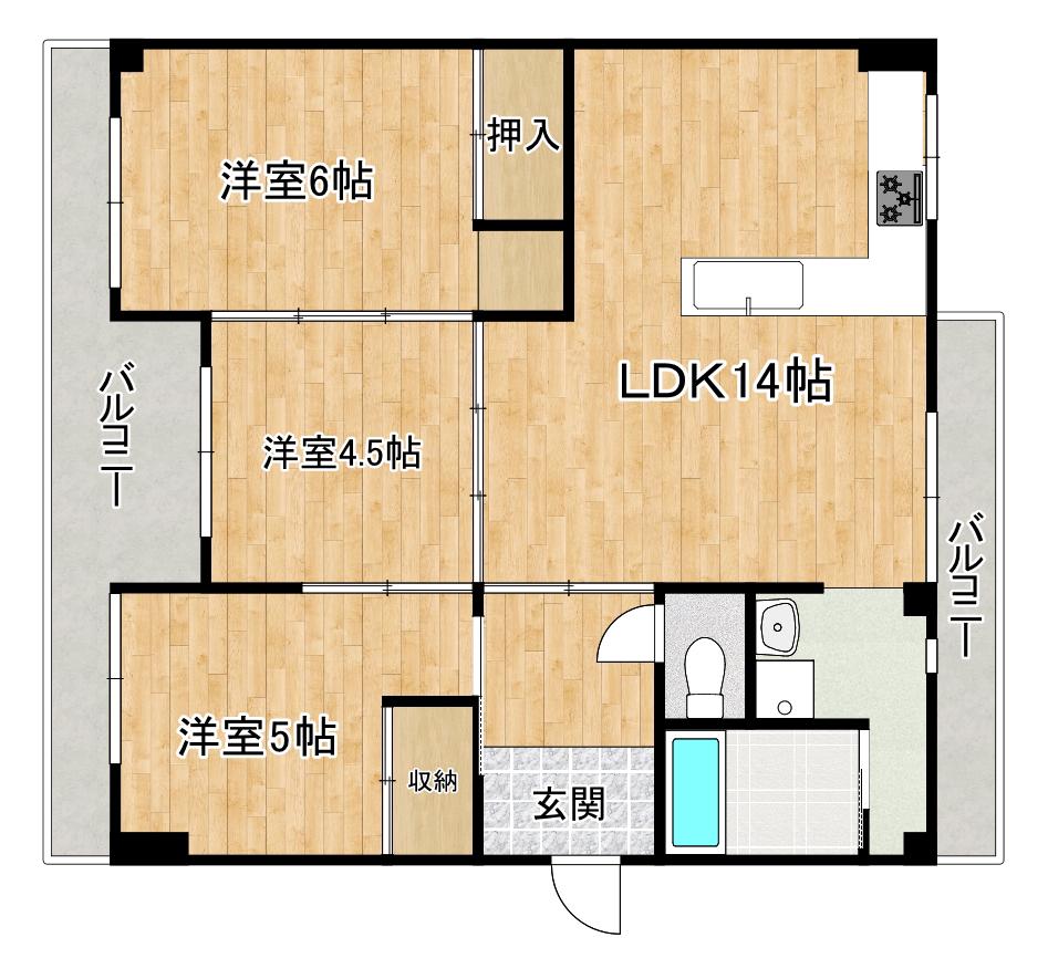 シティハイツ鶴見(3LDK/2階)の間取り写真