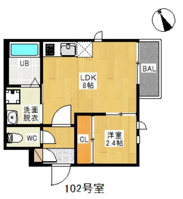 G-STYLE姪浜I(1LDK/1階)の間取り写真