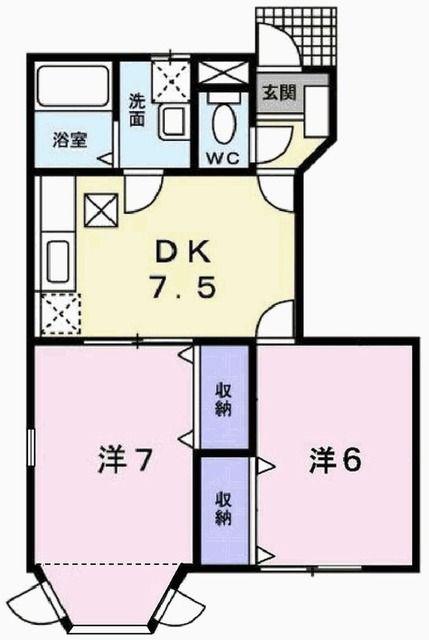 クインシィー8(2DK/1階)の間取り写真