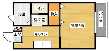 ビーライン東原(1K/2階)の間取り写真