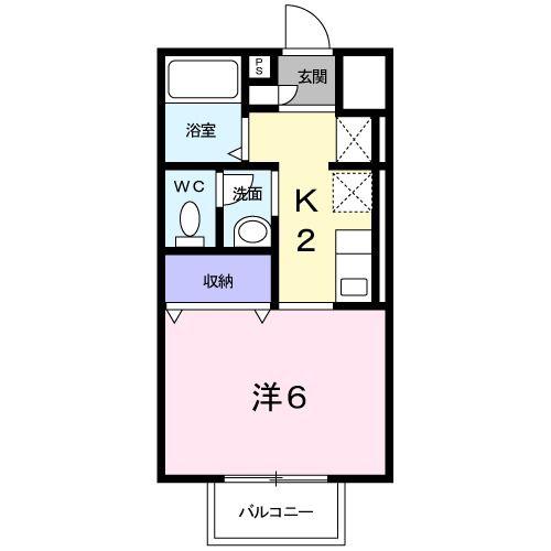スモールフォレストB(1K/1階)の間取り写真