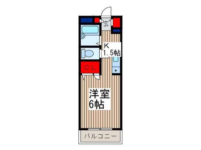 あすなろ2棟(1K/2階)の間取り写真