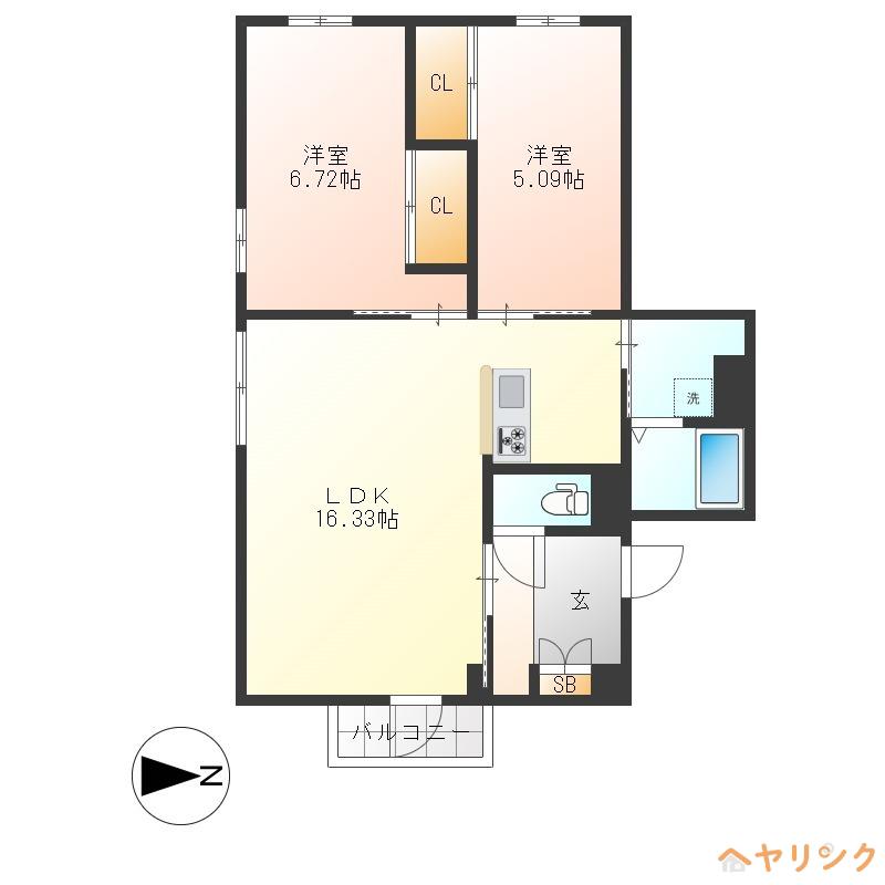 SUN VISON(2LDK/4階)の間取り写真