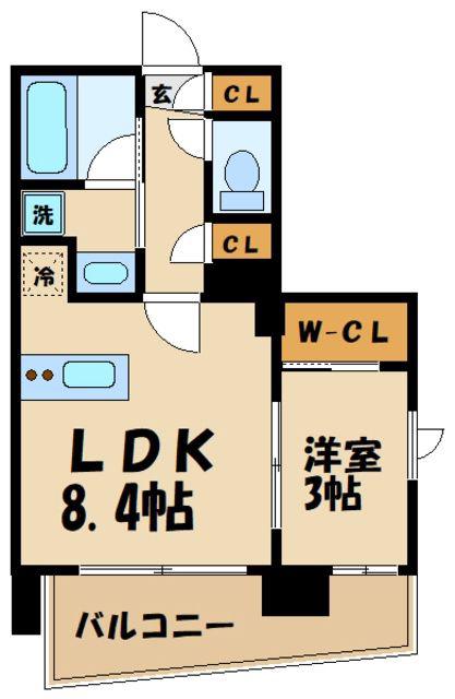 ステージファーストつつじヶ丘アジールコート(1LDK/4階)の間取り写真