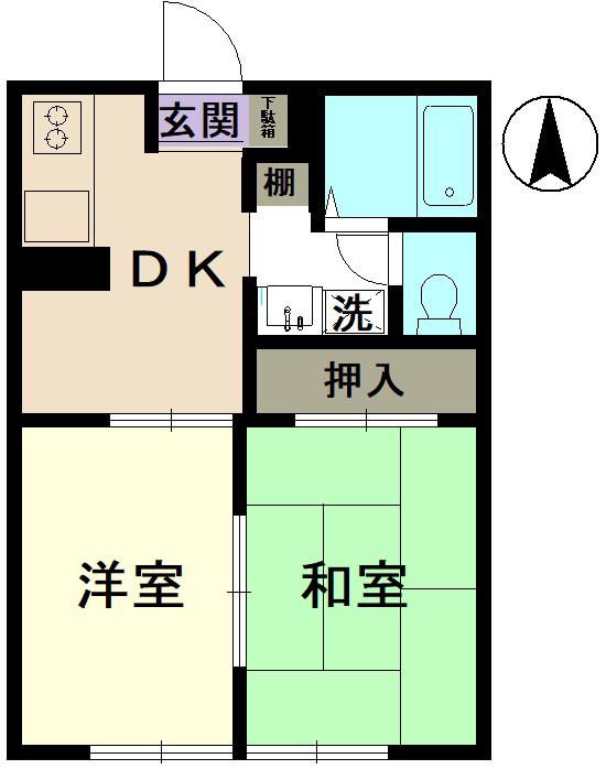 フレグランスセイカB棟(2DK/2階)の間取り写真