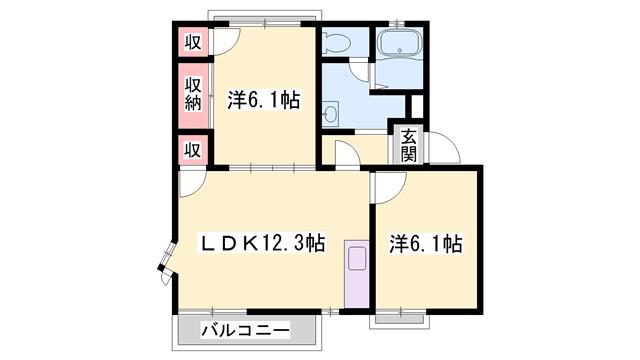 サンハイツA・B(2LDK/2階)の間取り写真