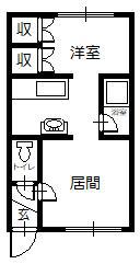 コーポサクライB(1DK/2階)の間取り写真